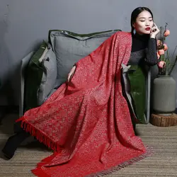 MENOGGA шали и обертывания большой квадратный шарф 145*145 см Классический китайский стиль узор с кисточкой теплый зимний шарф одеяло