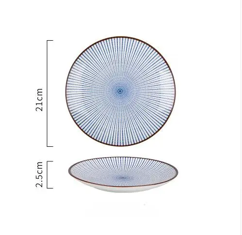 ANTOWALL японский стиль керамическая посуда, миска для микроволновой печи на пару риса, соус блюдо, глубокая суши тарелка, суповая миска ложка - Цвет: 8inch round plate
