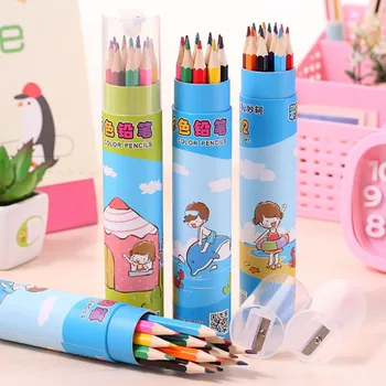 

12Pcs Colorful Pencils Packed In Cute Cartoon Pencils Case Art Color Drawing Pencil School Supplies stationery Gift for Kid Girl