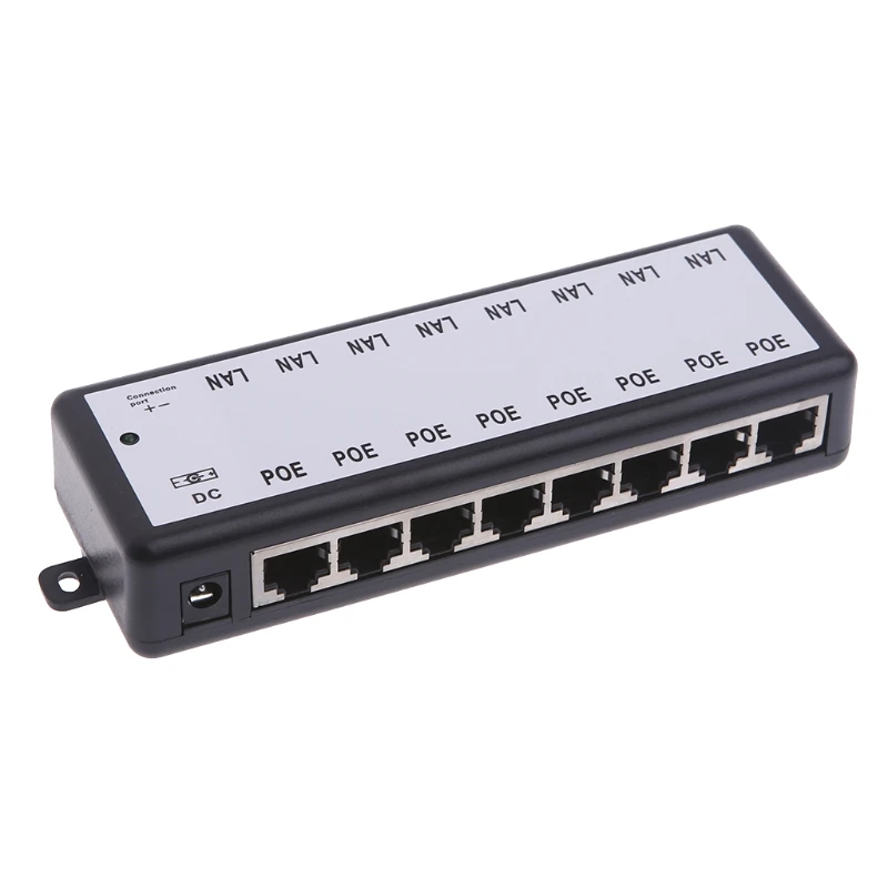 8 портов POE инжектор для видеонаблюдения IP камеры питания через Ethernet адаптер