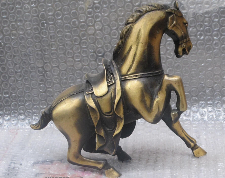 

huij 008792 9"Tang horse Bronze carving Flying horse animals gallop on spindly statue