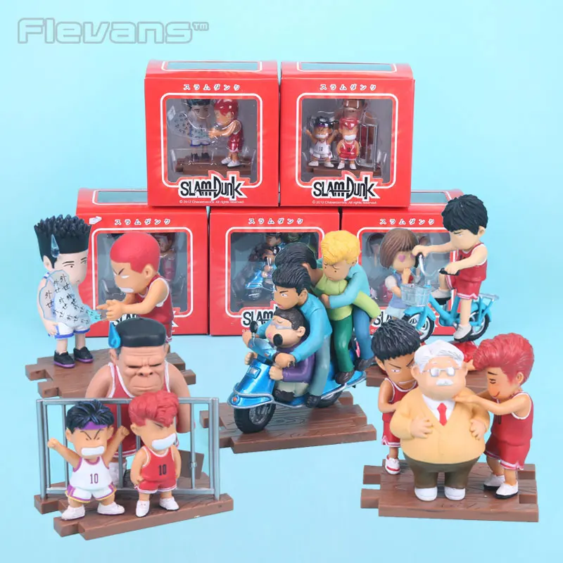 

Anime Cartoon Slam Dunk Sakuragi Hanamichi Rukawa Kaede PVC Action Figures Collectible Toys 5pcs/set