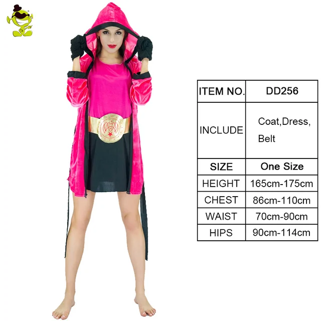 Women Rose red Boxer Costumes Adult Women Carnival Party Cool Boxing Girl Decoration Dress