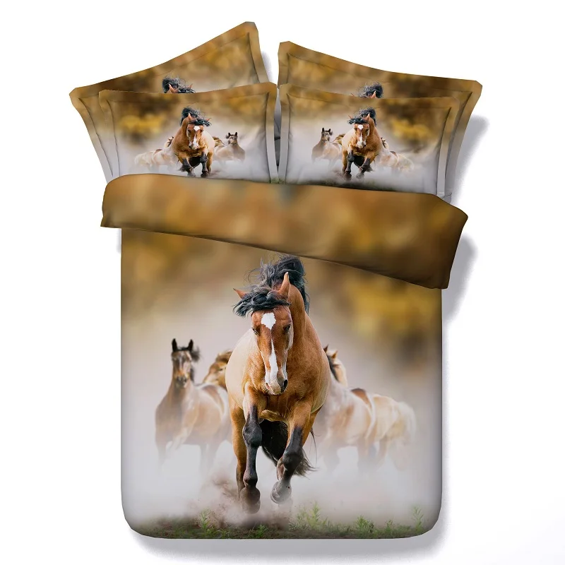 

3D Horse comforter bedding set sets Designer bed sheet duvet cover Super King Quenn size quilt housse de couette bedroom brand