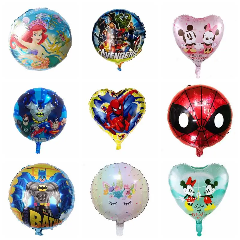 

1pcs 18inch Cartoon Spiderman Avengers Heros Mickey Unicorn Party Supplies Minnie Foil Helium Balloon Birthday Party Decorations