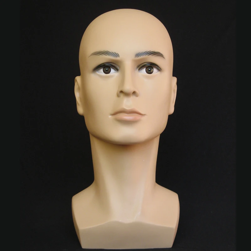 Free Ship 55cm Realistic Male Mannequin Plastic Men Mannequins Display Mannequin Dummy Head Model Wig Glasses Hat Display Stand (5)