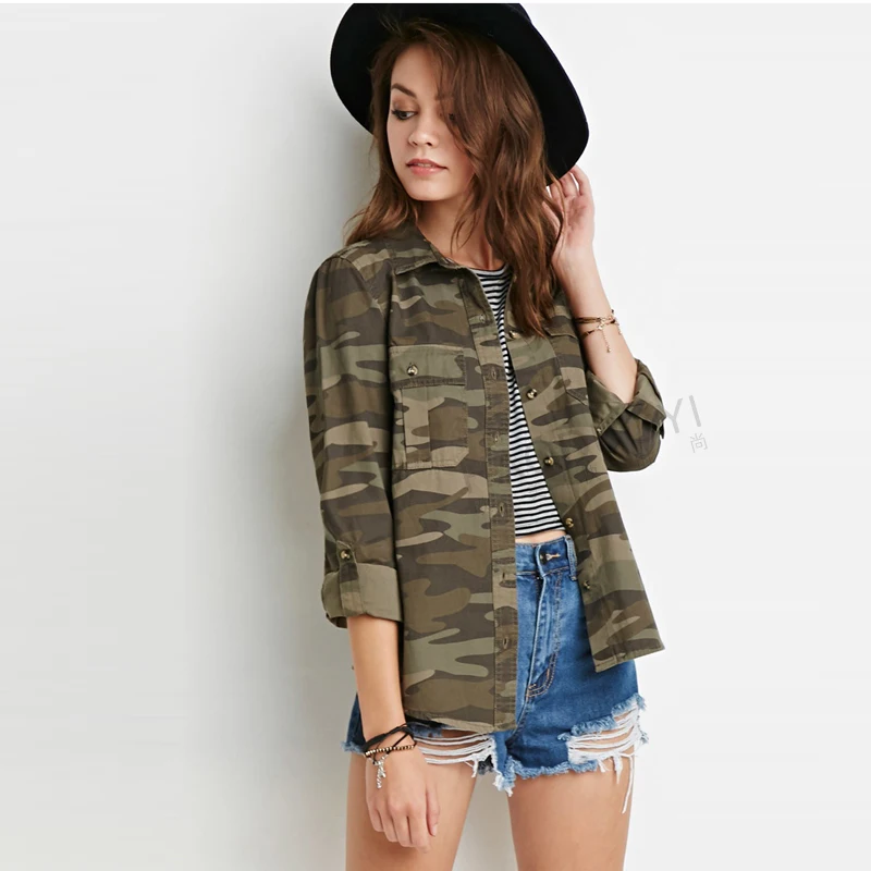 2016 Brand New Coats Spring Summer Casual Fashion Women Camouflage ...
