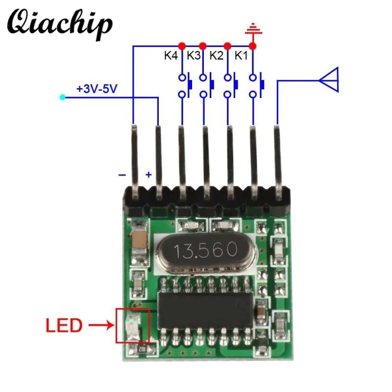 QIACHIP Universal Wireless Mini 433Mhz DC 12V 1527 RF Relay Button Transmitter Module For Smart Home LED Remote Control Switch qiachip 433mhz 86 wall switch 2 button remote control switch wireless transmitter switch room for smart home lamp light led bulb