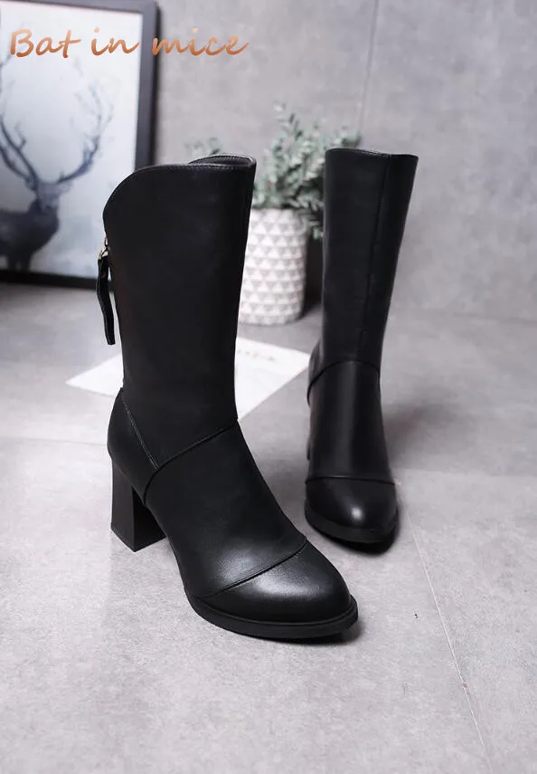 pointed mid heel boots