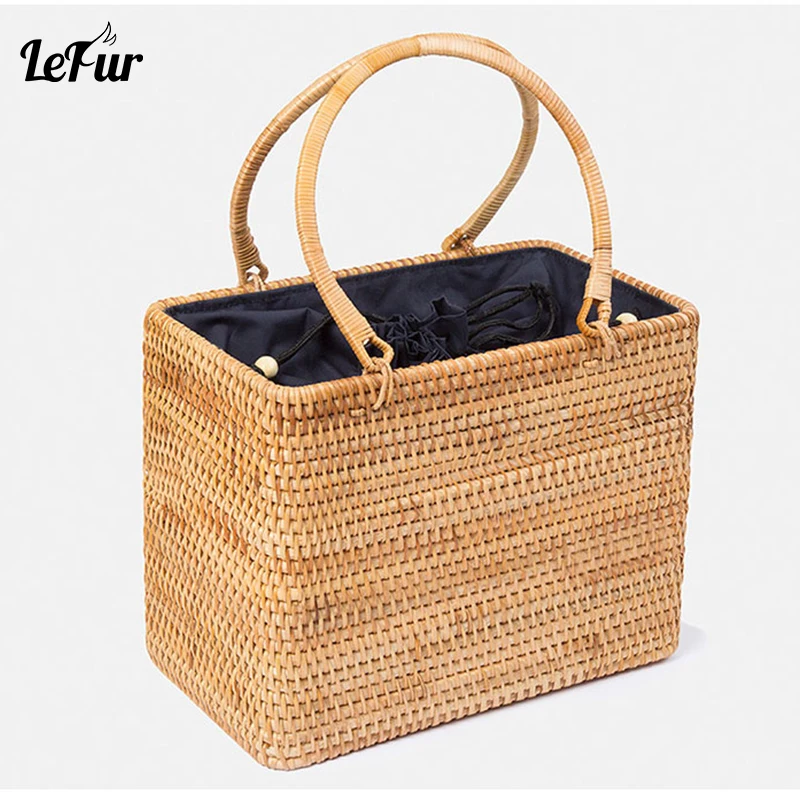 LEFUR New Rattan Side Bag 2018 Fashion Boutique Autumn Cane Hand woven