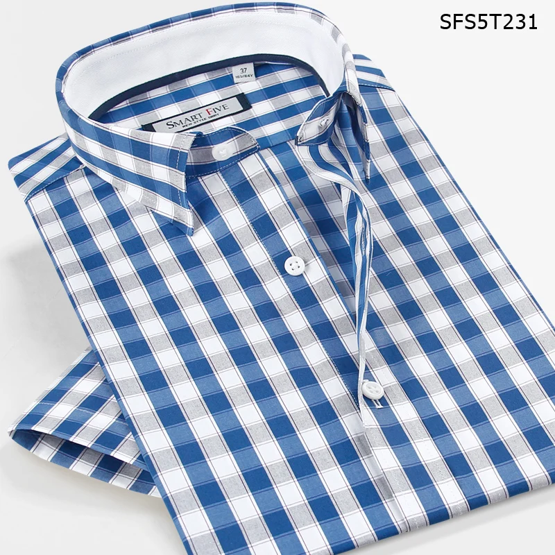 

Smart Five Brand Men Shirt Short Sleeve Casual Patterns Plaid Shirts For Men Slim Fit 2016 Camisa Social 5XL 6XL