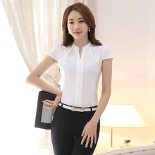 

Office V Neck Chiffon Women's Blouses Fashion Summer Slim Women Shirt Elegant Solid Short Sleeve Blusas Mujer De Moda 2018 Tops