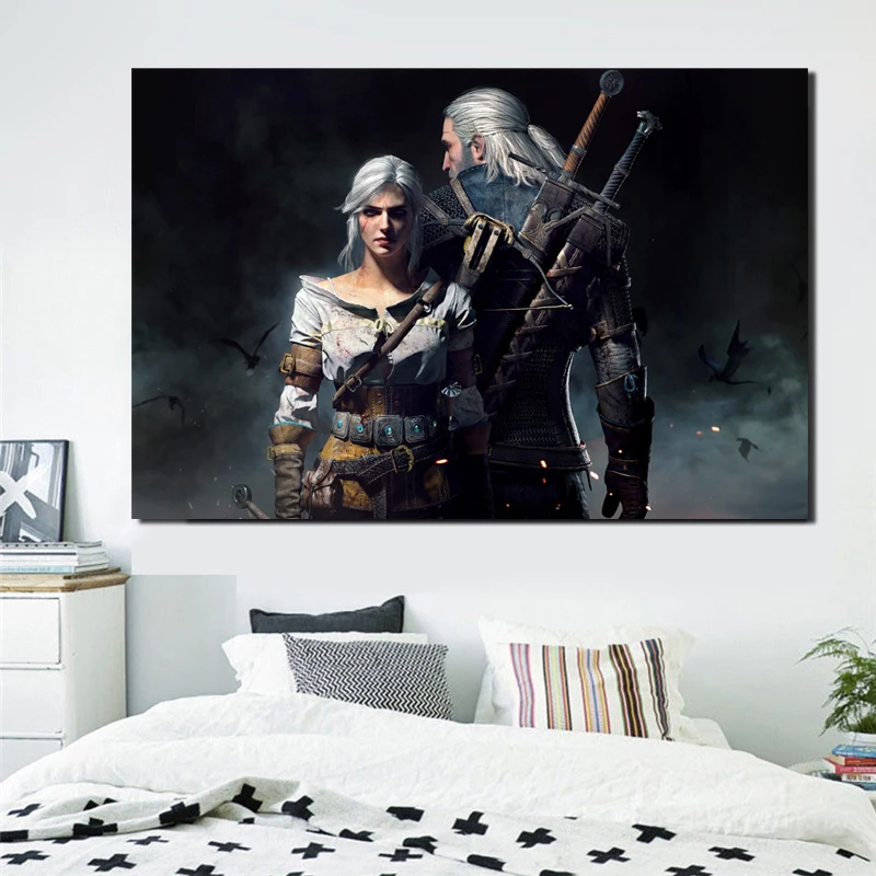 

The Witcher 3 Wild Hunt Geralt And Ciri Canvas Painting Prints Living Room Home Decor Modern Wall Art Painting Posters Pictures