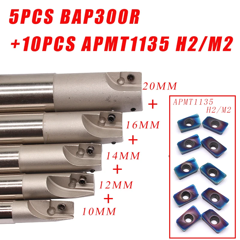 BAP300R 5 шт. + 10 APMT1135 H2/M2 мм 12 14 16 20 CNC инструмент плечевой правый угол фрезерный