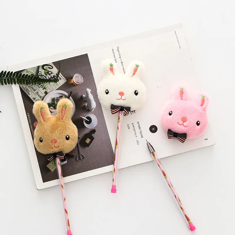 

3 pcs Color rabbit carrot gel pen 0.5mm ball pen Black color pens for writing signature kawaii kids gift School supplies FB765