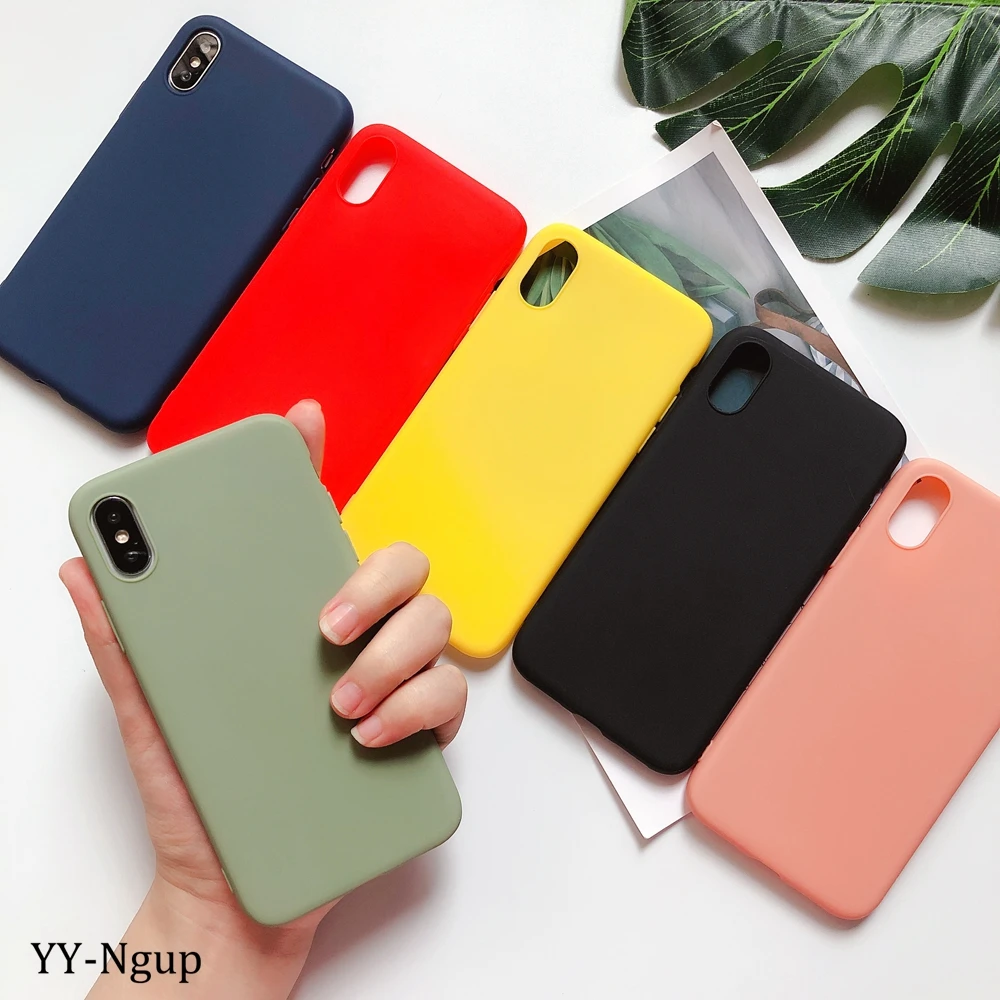 

for iPhone XR X XS MAX iPhone 6 6S 7 8 Plus Phone Case Candy Color Simple Silicone Soft Cover for iPhone 6 7 8 Case Women Men