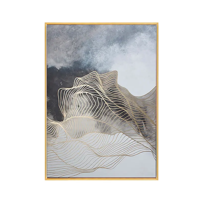 Yellow Mountain Abstract Geometric Line Nordic Poster Wall Pictures For Living Room Home Decor Canvas Painting Picture Unframed