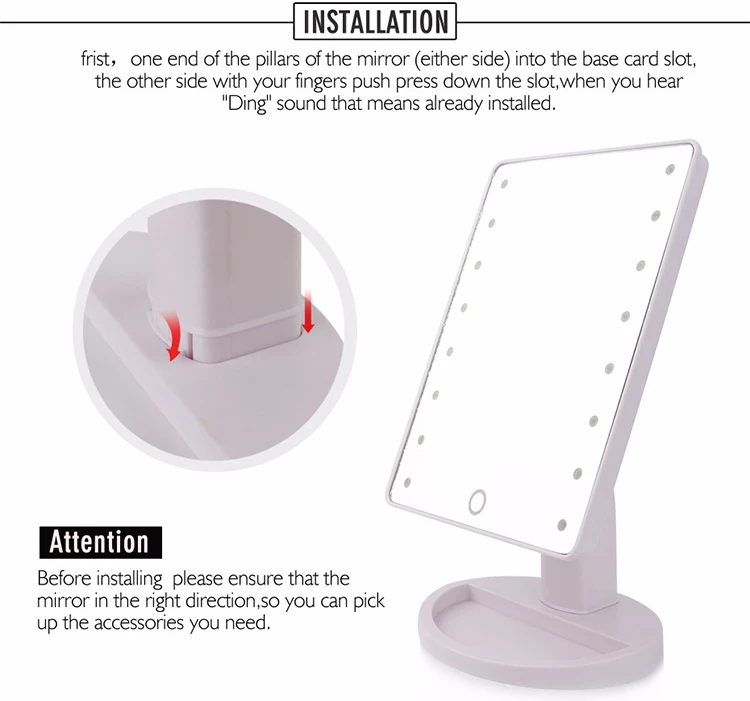 Espelho de Maquiagem Preço com Desconto Luzes com 10x Luzes Touch Screen Dropshipping 16 Brilhante 22 Led 22 Beleza e saúde