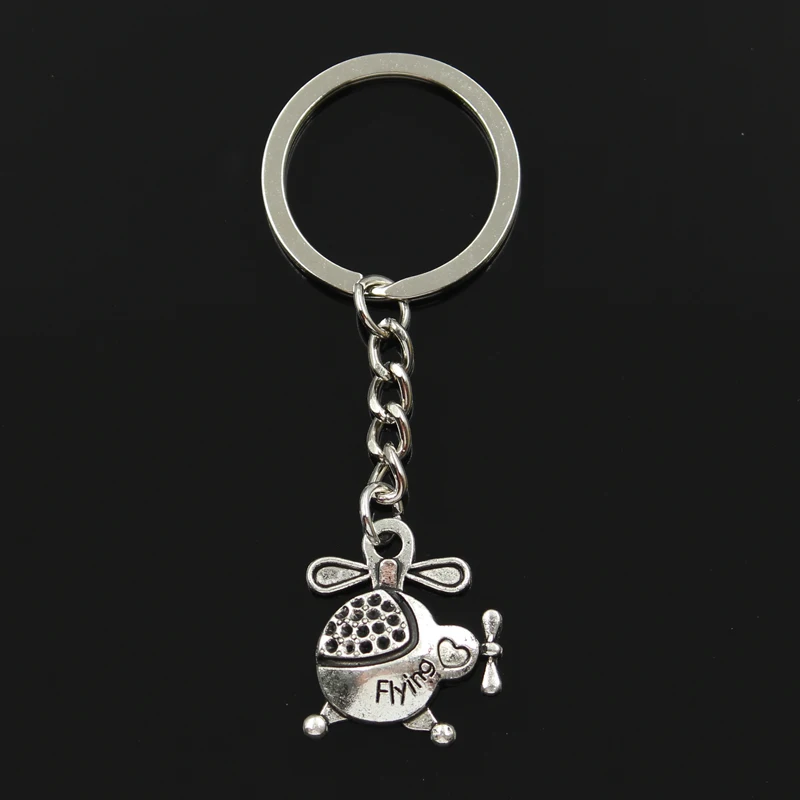 

Keychain 26x22mm flying helicopter plane Pendants DIY Men Jewelry Car Key Chain Ring Holder Souvenir For Gift