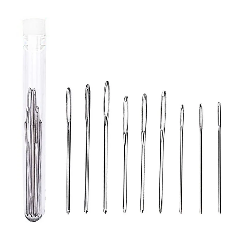 9pcs Large eye Blunt Needles Steel Yarn Knitting Needles Bodkin Sewing Needles DIY Apparel Sewing Fabric #4m08 (3)