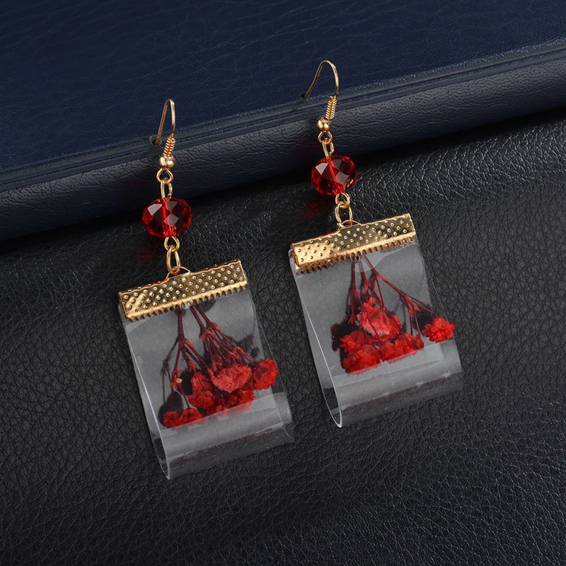 

Fashion Women Earrings 2018 Transparent Flower Dangle Drop Earring Pendant Earrings For Women Accessories Girl Jewelry Gift
