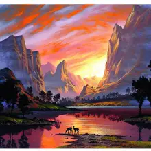 На заказ Алмазная картина Полная площадь/Круглый Мультфильм Горный пейзаж eigen foto Алмазная вышивка аксессуары eid box ima кошки