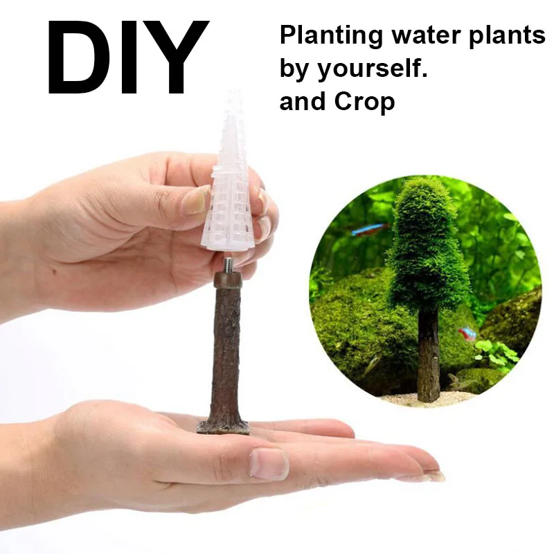 1pcs Mini Fish Tank Decoration Diy Moss Tree Accessories Aquarium