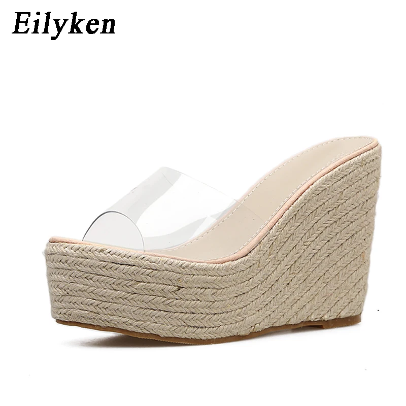 Eilyken 2019 جديد الصيف PVC صنادل هلامي أحذية مفتوحة عارضة مثير أسافين 11.5 CM المرأة الصنادل النعال حجم 34-40