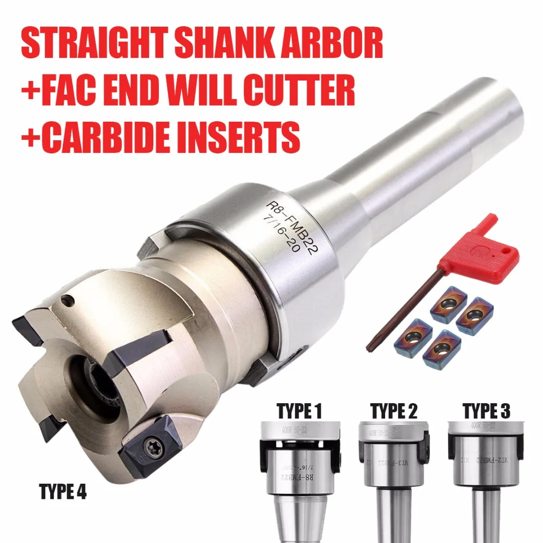 MT3 FMB22 Shank 400R 50mm Face Milling CNC Cutter 4x APMT1604 Carbide Inserts