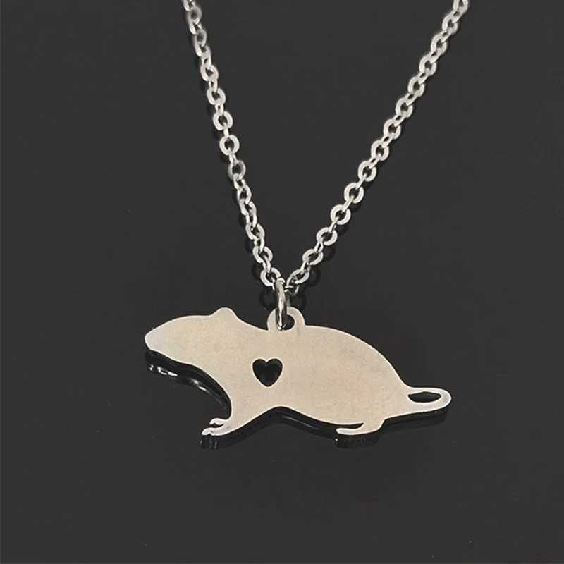 

Cute Mouse Stainless Steel Necklace Accessories Rat Pendant Necklace Animal Necklace Fashion Jewelry For Women High Quality