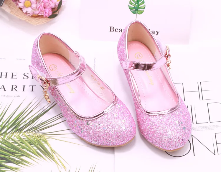 qloblo Kids Girls Wedding Shoes Children Princess Sandals High Heels Dress Shoes Shoes For Girls