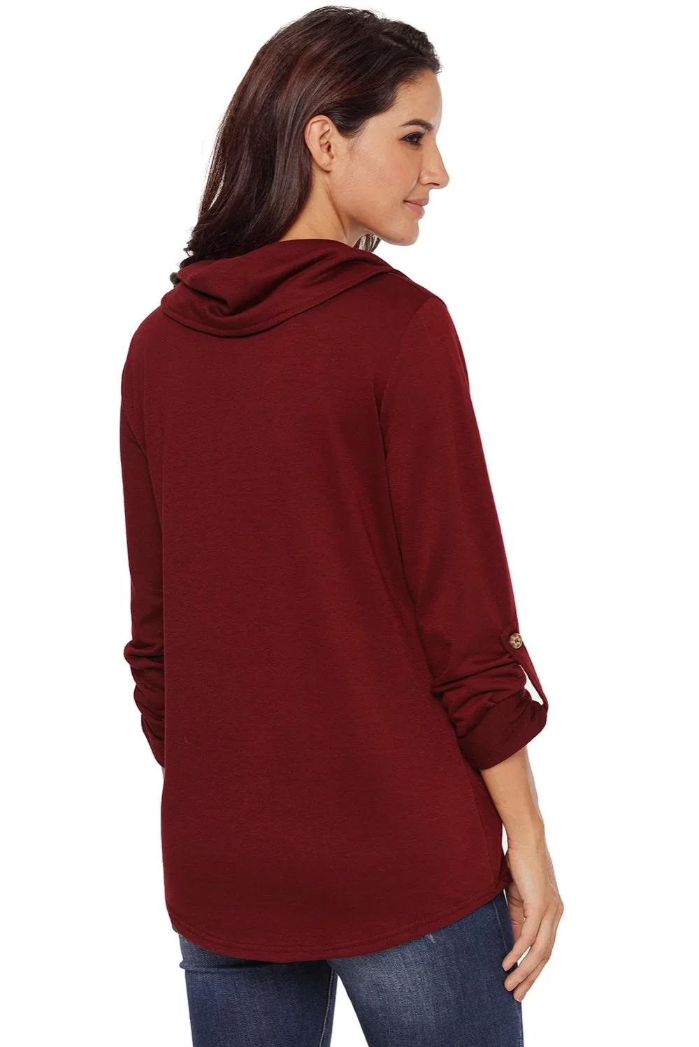 Burgundy-Cowl-Neck-Kangaroo-Pocket-Pullover-Top-LC251270-3-2