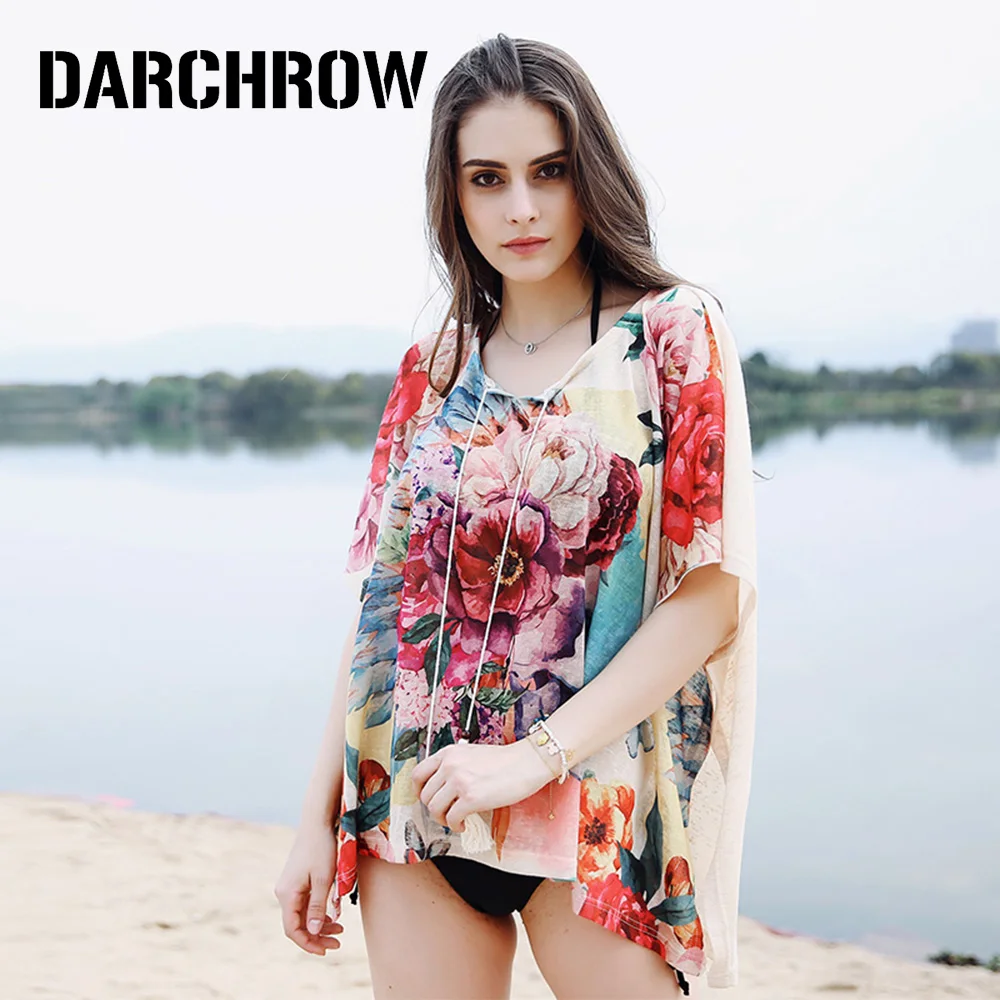 DARCHROW Women's Blouse Flower Clothes Beachwear Swimwear Bikini Beach