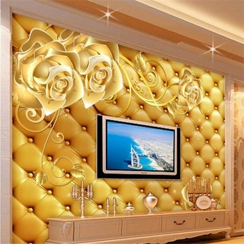 

beibehang Custom large photo wallpaper papel de parede soft bag leather romantic rose wallpaper electric sofa background wall