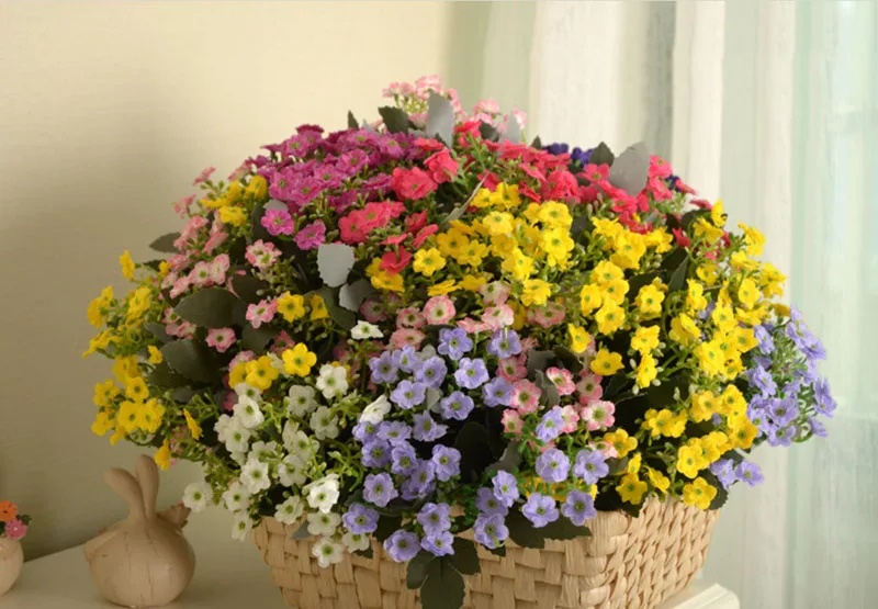 Flone Artificial Plants Silk Milan Bouquet Fake Flowers Orchid Wedding Flower Wall Garden Decoration Home Decoration Accessories (15)
