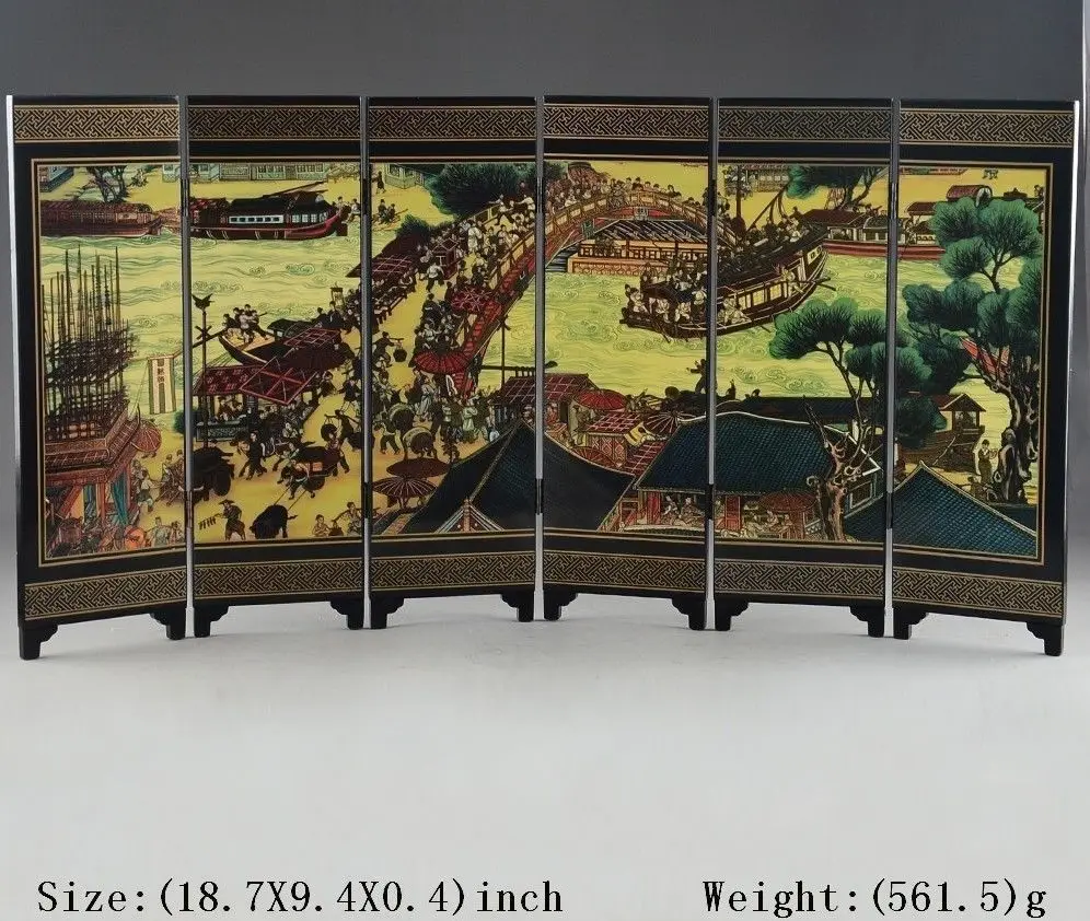 Китайская фотография ручная роспись фестиваль QINGMING домашний складной экран|screen