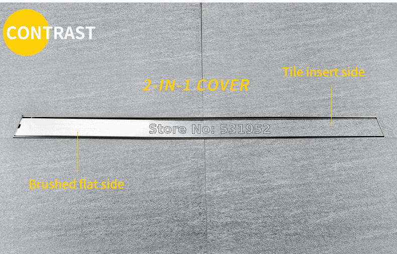 Высокое качество 80 см SUS304 сток в полу из нержавеющей стали плитка вставка прямоугольная анти-запах душ Трап ворота слива