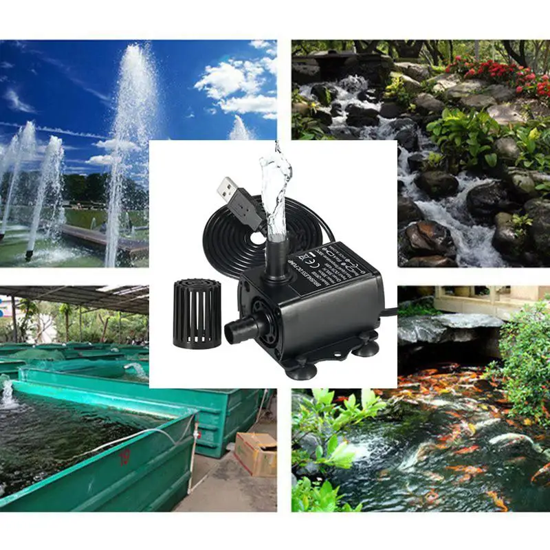 

Outdoor Fountain Water USB Pump with LED Light Submersible Pump for Aquarium Fish Tank Pond Hydroponics