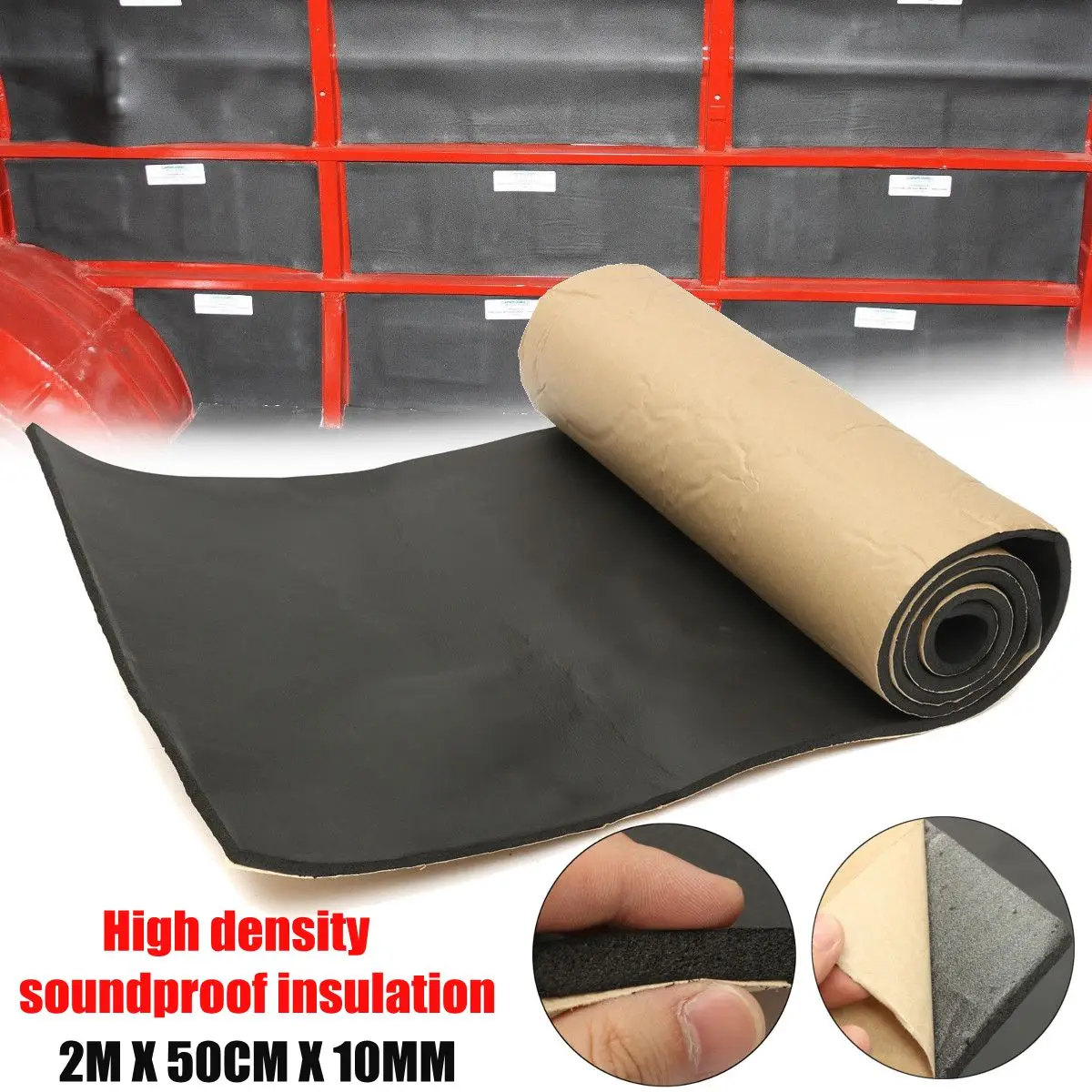

200X50X1cm Acoustic Foam Flat Panel Soundproofing Wall Panel Board Sound Absorption Sponge Mat for Car Studio Color Black