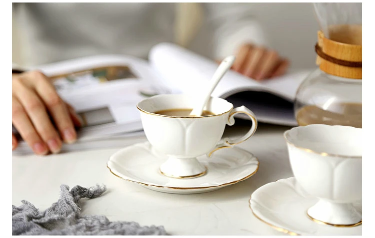 Лаконичный корт стиль следа золото костяного фарфора кофе латте кружка ароматизированный чай кофейная чашка набор с поддоном блюдце чайная чашка Caneca кавейра