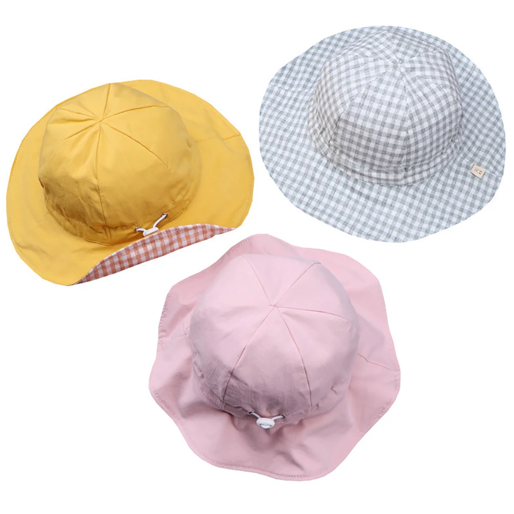 Малышей Sunhat с милым принтом защита от солнечных лучей на пляже шапка широкая шляпа для младенцев