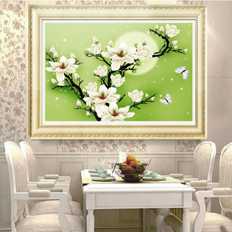 

Needlework,DIY DMC Cross stitch,Sets For Embroidery kits,Magnolia Flowers Patterns 3D Counted Cross-Stitching,Wall Home Decor
