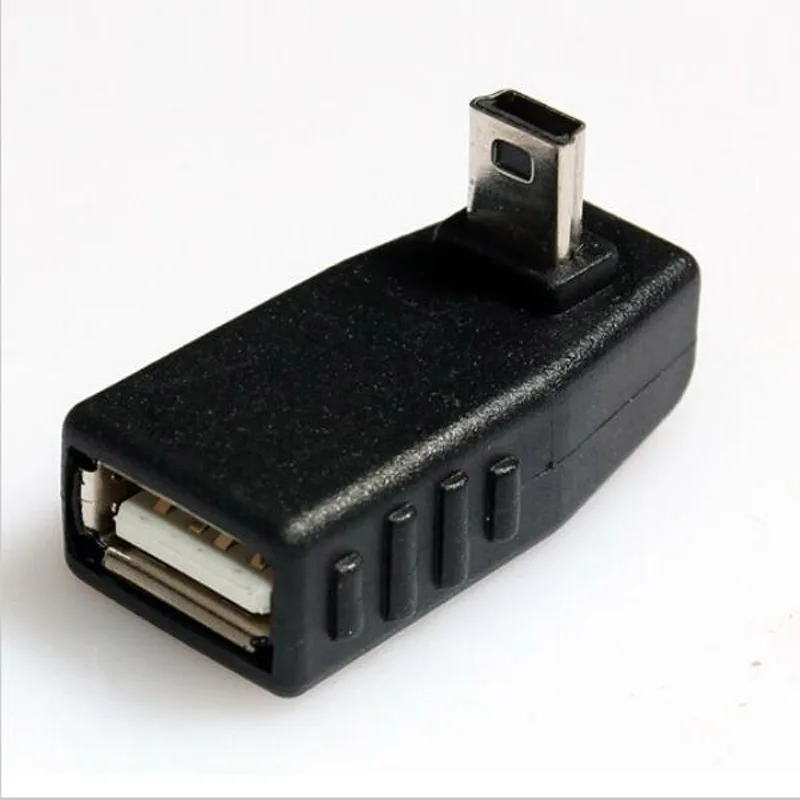 Мини-usb мужчина к USB Женский 90 градусов левый угол конвертер Разъем синхронизации данных OTG адаптер для автомобиля MP3 MP4 планшеты телефоны u-диск