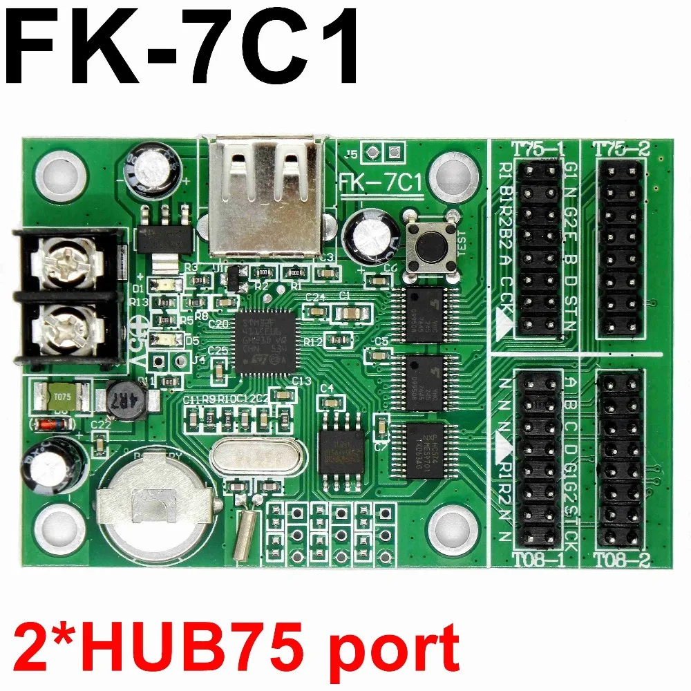 

FK-7C1 USB full color LED controller U-key asynchronous lintel led control card with 2*hub75e port 384*64 pixels 32 scan support