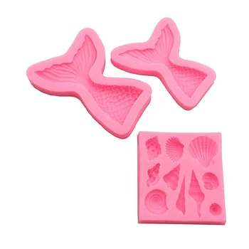 

3 Pack Seashell Mold Mermaid Tail Mold Silicone Fondant Mold Chocolate Mold for Decorating Cakes Chocolate Candy