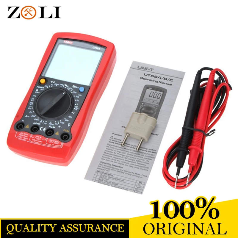 

UNI-T UT58A LCD Digital Multimeter DMM Digital Multimeters UT58A DC/AC Voltage Current Resistance Capacitance Tester Data