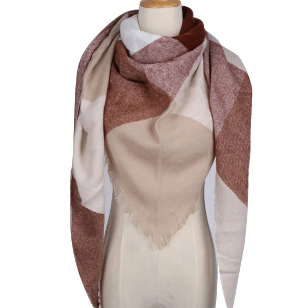 Зимний Элегантный треугольный шарф для женщин, шаль, кашемировый плед, простые и благородные шарфы, одеяло - Цвет: triangle brown