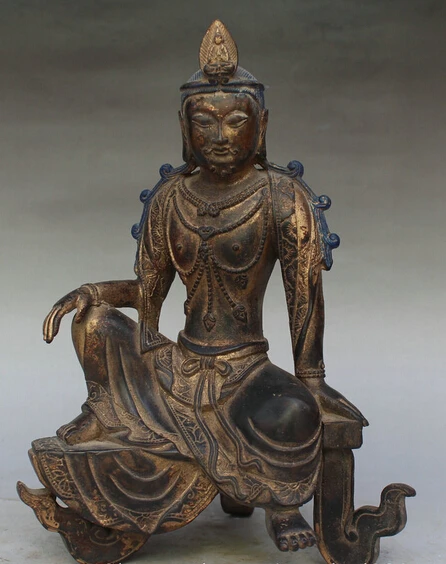 

wholesale factory 10" Old Chinese Bronze Ancient Northern Barbarian People Hu Ren Seat Statue