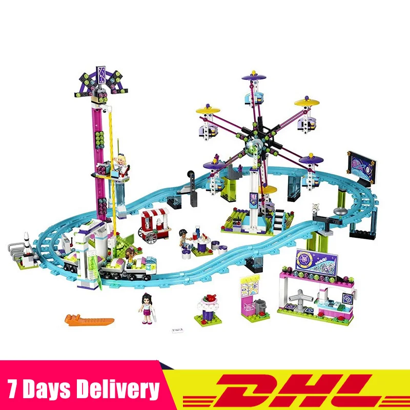 

Clone Legoingly 41130 DHL LEPIN 01008 1124 PCS Amusement Park Roller Coaster Model Building Blocks Toys Bricks Girl Funny Toys