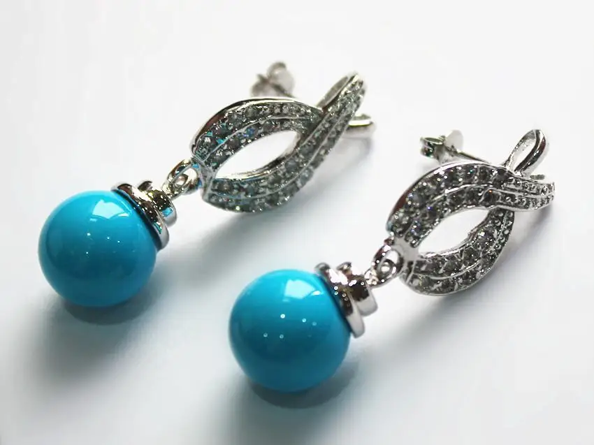 

hot sell new - latest fashion lady's beautiful silver plated leave shape +12mm red shell pearl bread earring